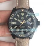 Replica Tag Heuer Aquaracer 300M Calibre 5 Black Dial Brown Nylon Strap Watch